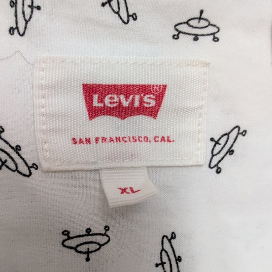 Chemise Levi's XL Blanche UFO OVNI Motif Coton Poche Manches Courtes
