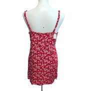 Robe d'été Femme M Rouge Floral Viscose Boutonnée Bretelles Réglables