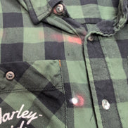 Chemise Harley Davidson flanelle M kaki noir carreaux manches courtes vintage