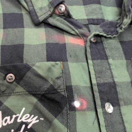 Chemise Harley Davidson flanelle M kaki noir carreaux manches courtes vintage