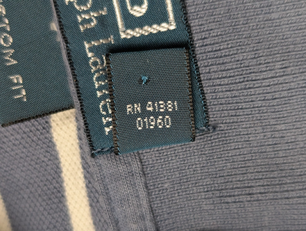 Polo manches courtes Polo Ralph Lauren M bleu rayures écrues logo jaune Custom 