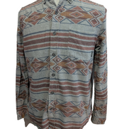 🔥 CHEMISE FLANELLE EDDIE BAUER S (P) MOTIF AZTÈQUE TRIBAL BOUTONS GRAVÉS