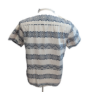 Chemise South House M écru bleu marine motifs aztèques coton manches courtes