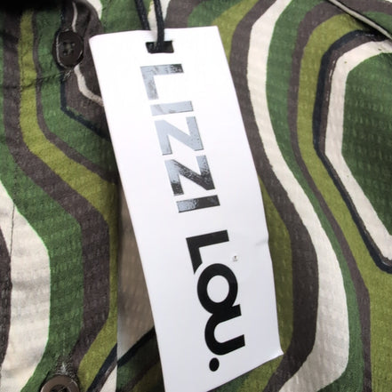 Chemise Femme LIZZI LOU S Verte Motifs Rétro Volants Neuve Étiquette