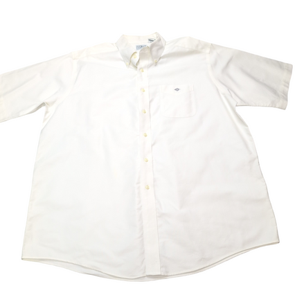 Chemise L.L. Bean blanche unie manches courtes poche brodée RSE vtg taille XXL