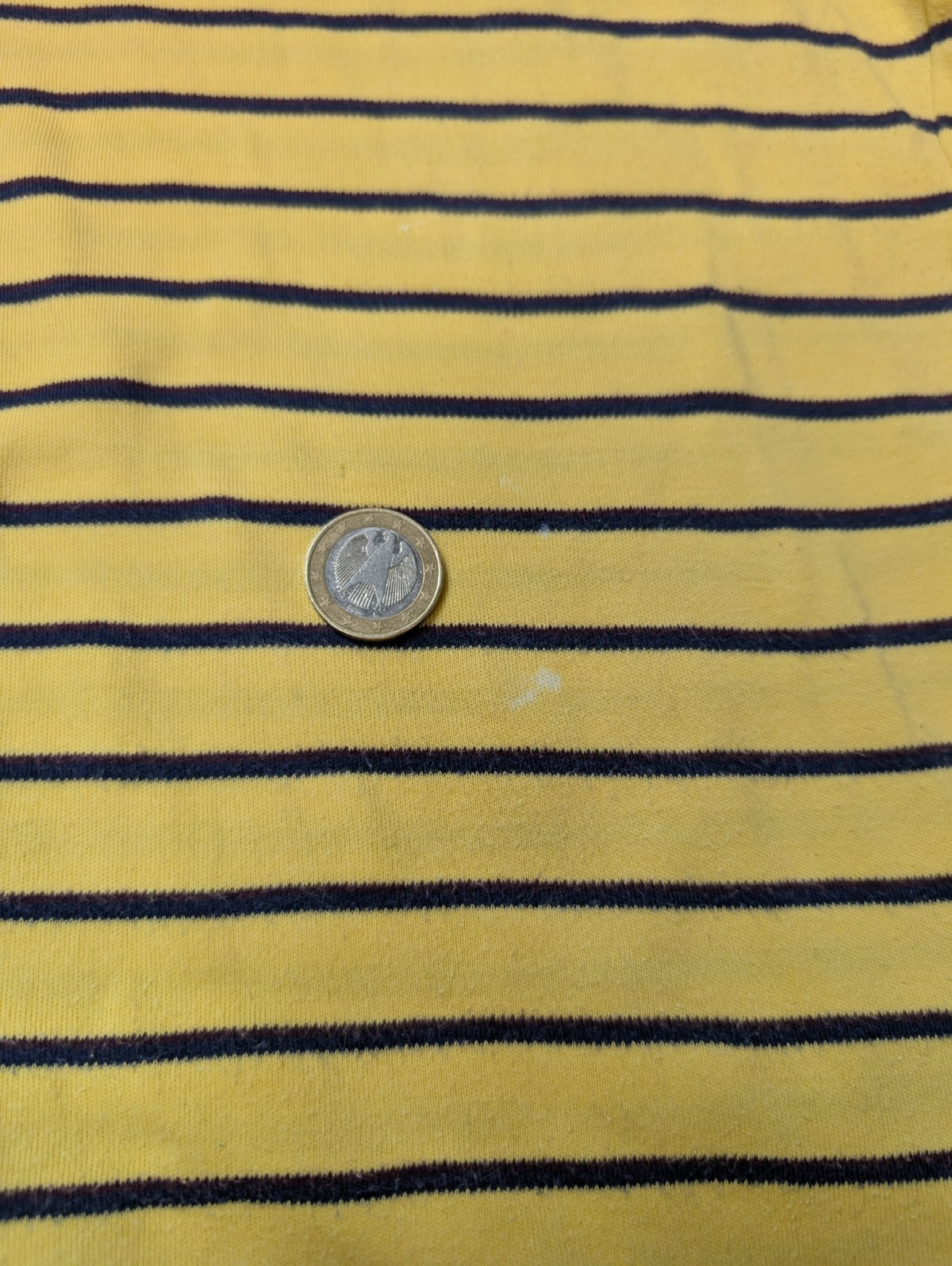 Polo manches courtes Polo Ralph Lauren M jaune rayures marine logo rouge coton