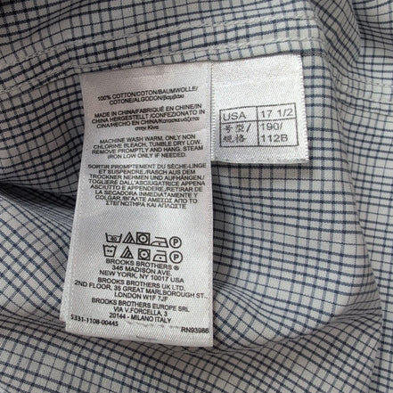 Chemise Brooks Brothers XL/XXL Bleu Carreaux 100% Coton manches longues