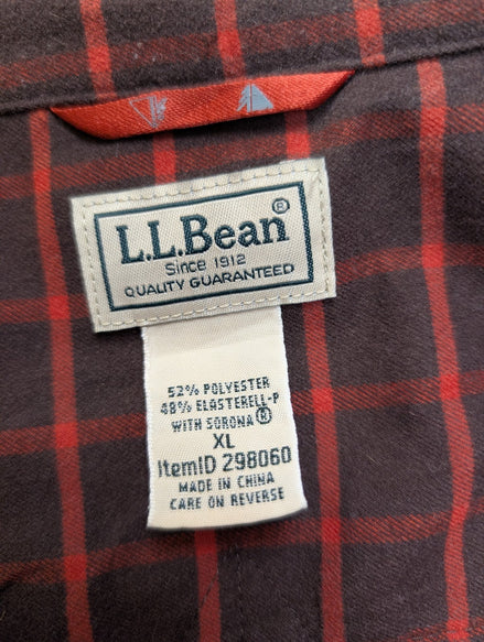 Chemise L.L.Bean XL Technique Polyester Elasterell Stretch Marron Rouge |282S