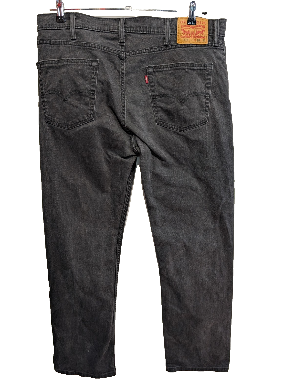 Jean Levi's 514 Vintage Homme W38 L32 Noir Denim Stretch Straight Fit Droit