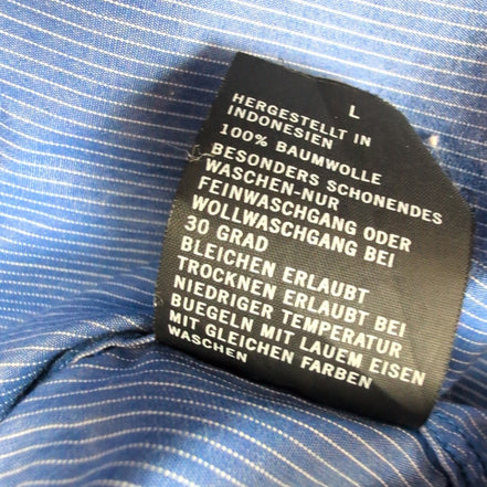 Chemise Nautica L Bleu Rayures 100s Two Ply Coton Logo Poche manches longues