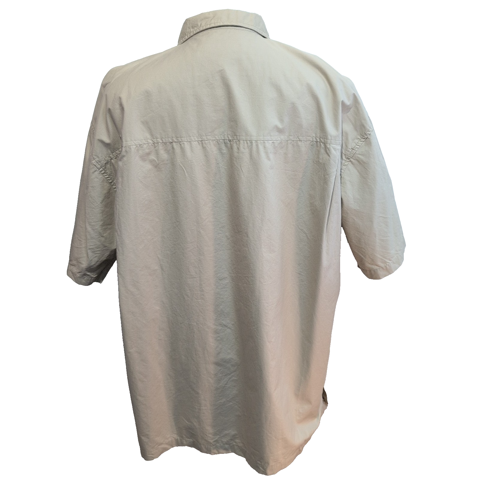 Chemise Chaps Ralph Lauren Manches Courtes Crème Coton Cuba Café Taille XLT