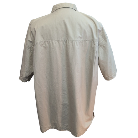 Chemise Chaps Ralph Lauren Manches Courtes Crème Coton Cuba Café Taille XLT