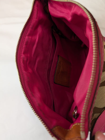 Sac Coach Signature Rose Fuchsia Toile Jacquard Bandoulière