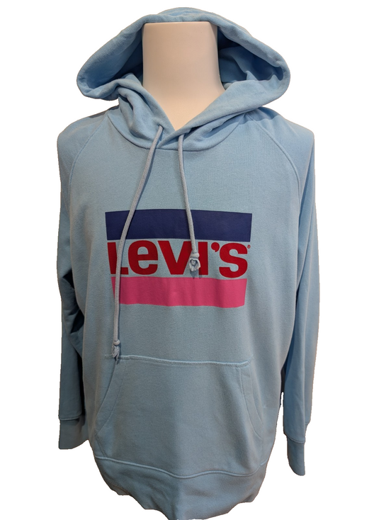 Sweat à capuche Levi's Bleu Ciel Logo Sérigraphié Taille L