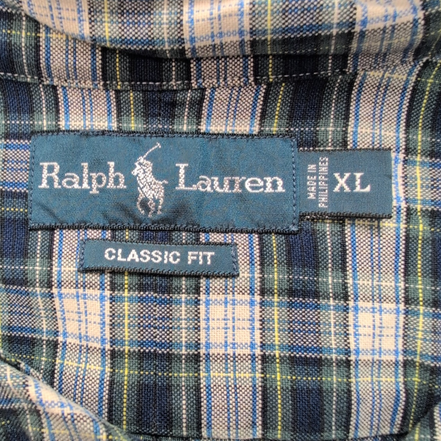 Chemise Ralph Lauren XL Bleue Verte Oxford Classic Fit Button Down Shirt