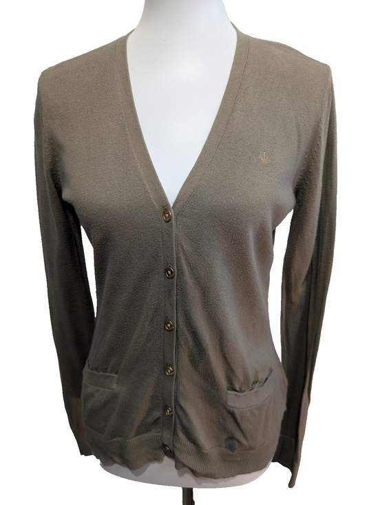 Gilet Lauren Ralph Lauren Femme Kaki Boutons Or Gravés - Taille S