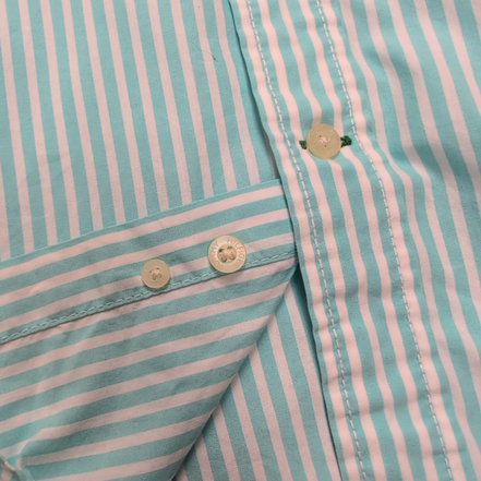 Chemise Tommy Hilfiger Homme XXL Turquoise Blanche Rayée Coton Poche