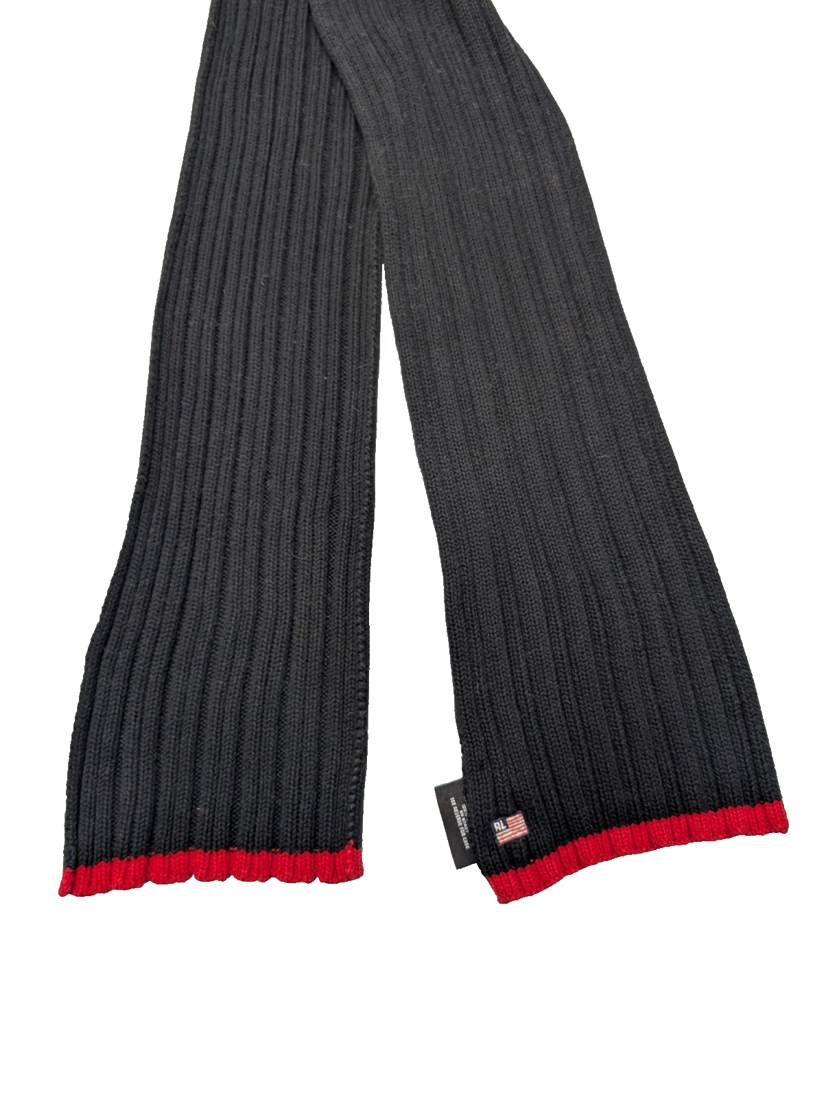 Écharpe Polo Ralph Lauren Vintage 100% Coton Drapeau Américain Noir Rouge 2m