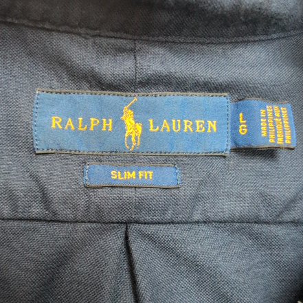 Chemise Ralph Lauren Slim Fit L bleu marine unie manches longues