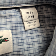 Chemise Lacoste Bleue À Carreaux Regular Fit FR 41 M Manches Longues