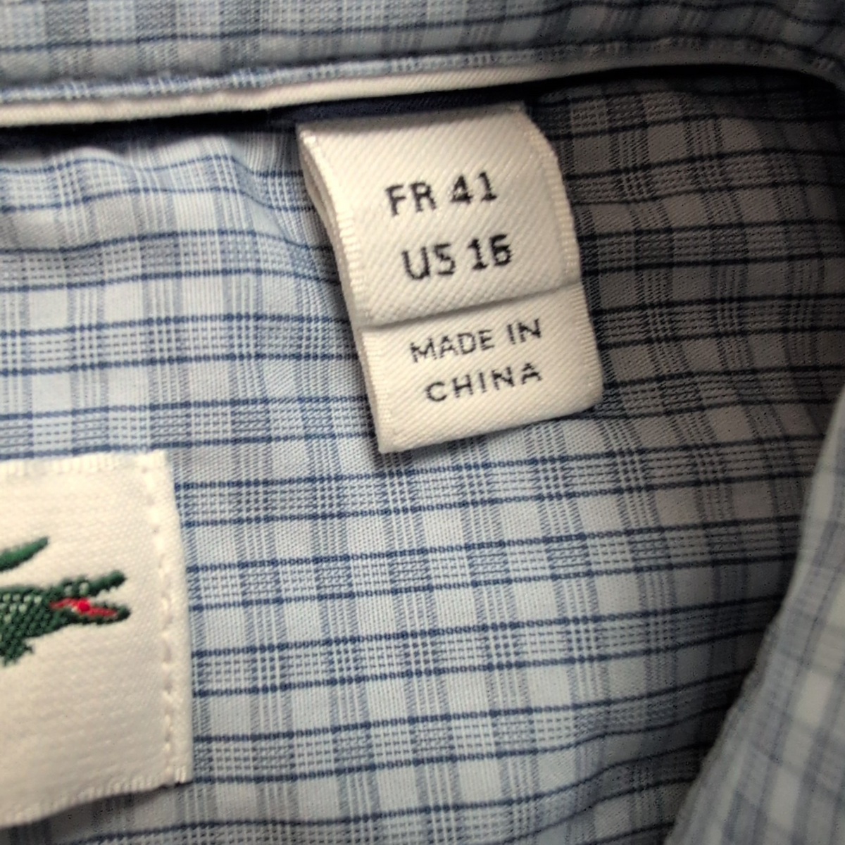 Chemise Lacoste Bleue À Carreaux Regular Fit FR 41 M Manches Longues