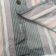Chemise Hawaïenne Tommy Bahama Island Zone L Soie / Polyester Rayures Gris Rouge