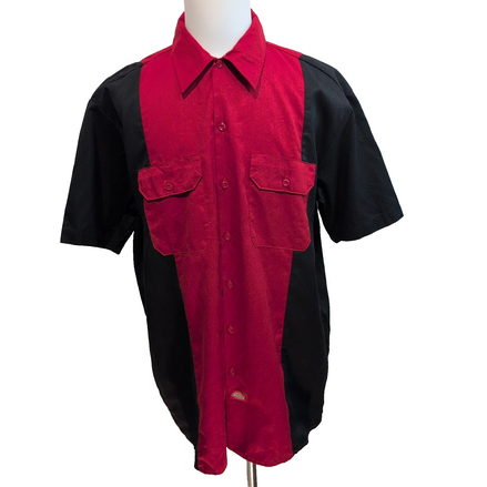 Chemise Dickies XL Rouge Noir Workwear Manches Courtes Poches Boutonnées