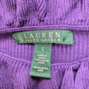 Pull LAUREN Ralph Lauren S violet 100% soie col à volants maille côtelée