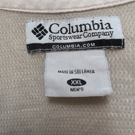 Chemise COLUMBIA Homme XXL Blanche Rose Pâle Manches Courtes Technique