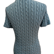 Gilet L.L. Bean Torsadé Bleu Ciel à Manches Courtes en Coton - Taille S
