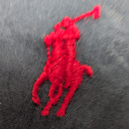 Chemise Ralph Lauren M bleu marine uni manches courtes logo rouge coton