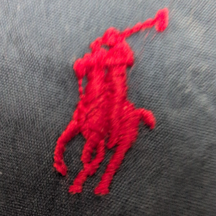 Chemise Ralph Lauren M bleu marine uni manches courtes logo rouge coton