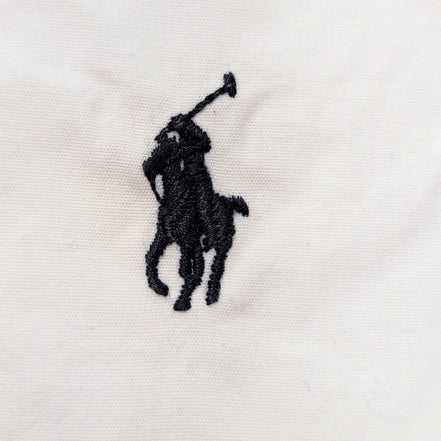Chemise Ralph Lauren Custom Fit XXL Blanc Uni Logo Bleu Marine manches longues