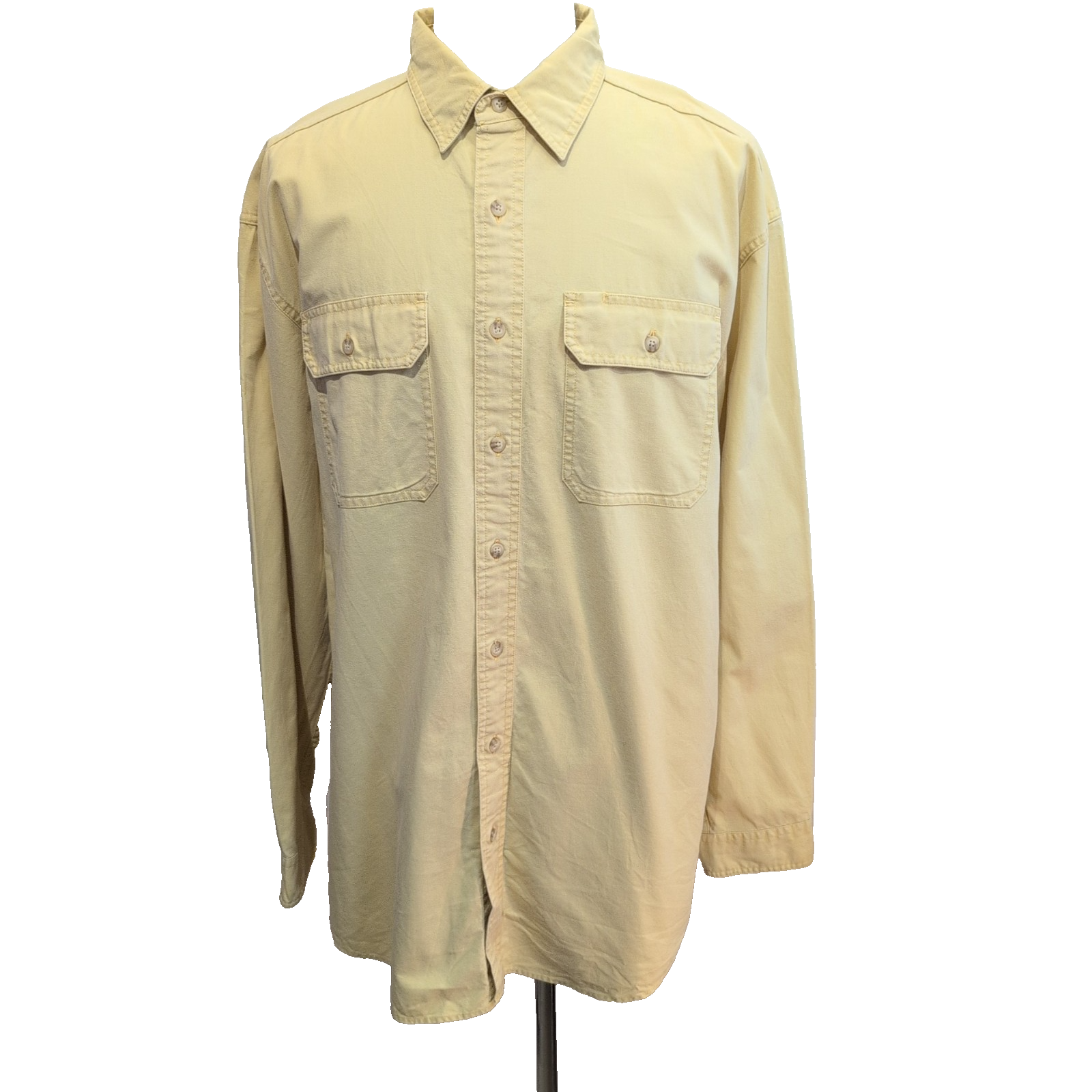 Chemise LL Bean jaune pâle 2 poches rabat bouton marbré XL Tall (2XL)