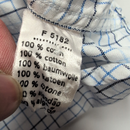 Chemise Lacoste 38 S/M Blanc Carreaux Bleus Logo Vert Coton manches longues