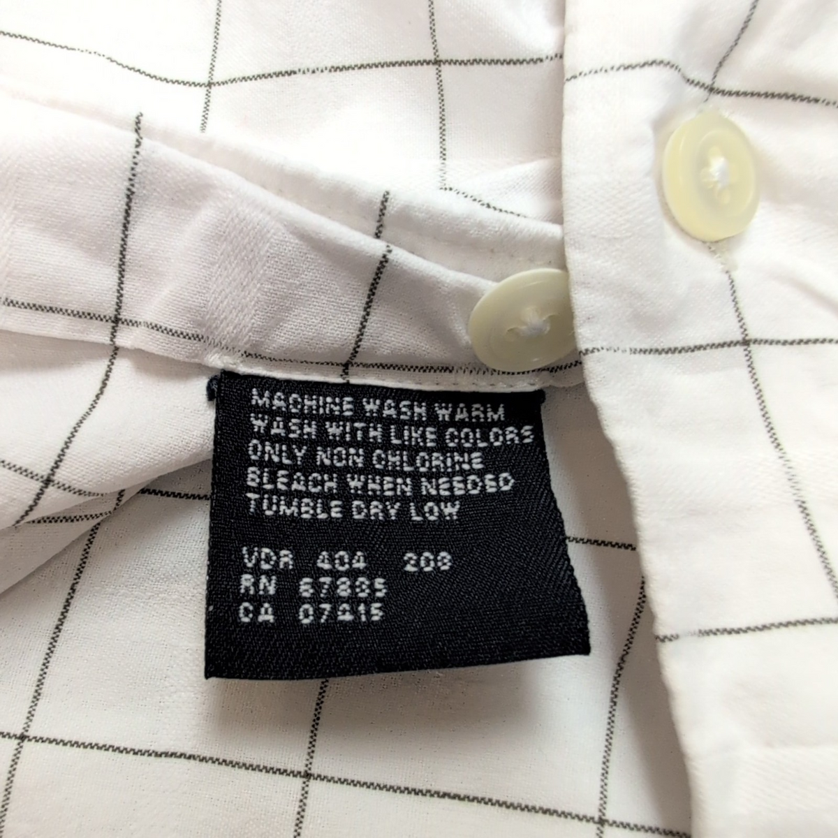 Chemise Nautica M Blanche Carreaux Kaki Manches Courtes 100% Coton