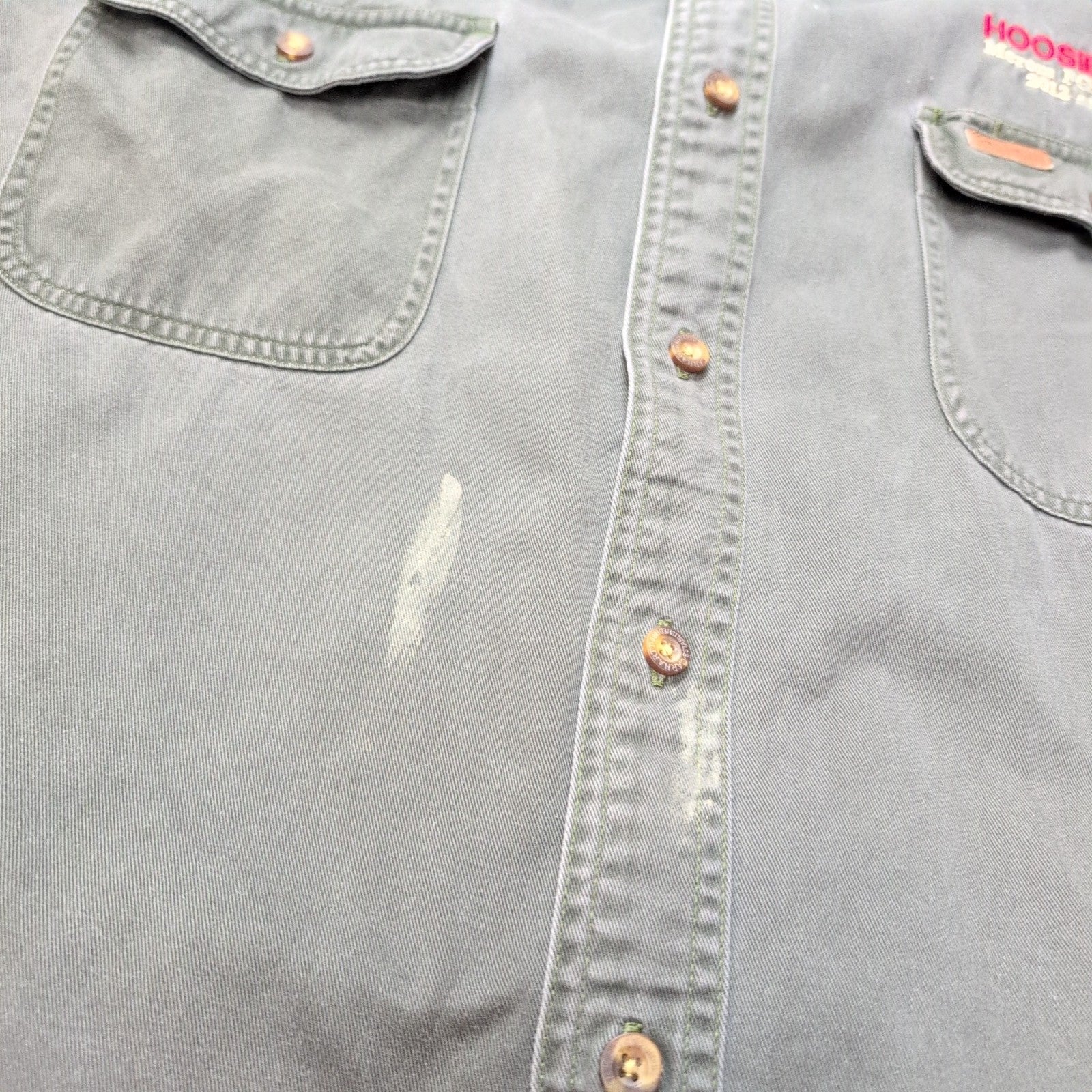 Chemise Carhartt XL Vert Foncé Coton Épais Workwear Manches Longues