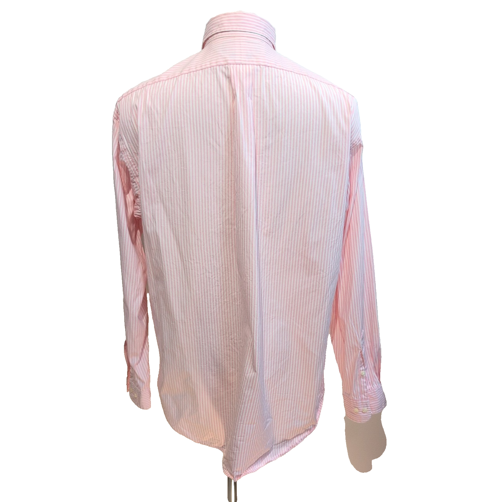 Chemise Ralph Lauren Classic Fit L/XL rose rayures logo bleu coton