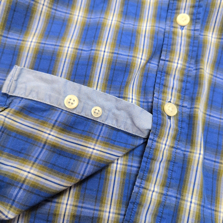 Chemise Nautica XL Bleu Carreaux Classic Fit 100% Coton Made in Mauritius