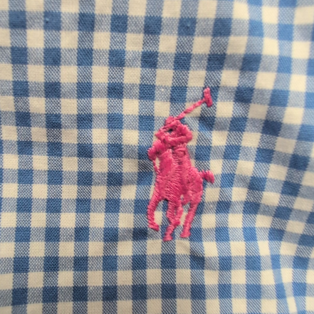 Chemise Ralph Lauren XL Bleu Ciel Petits Carreaux Logo Rose Button Down Shirt
