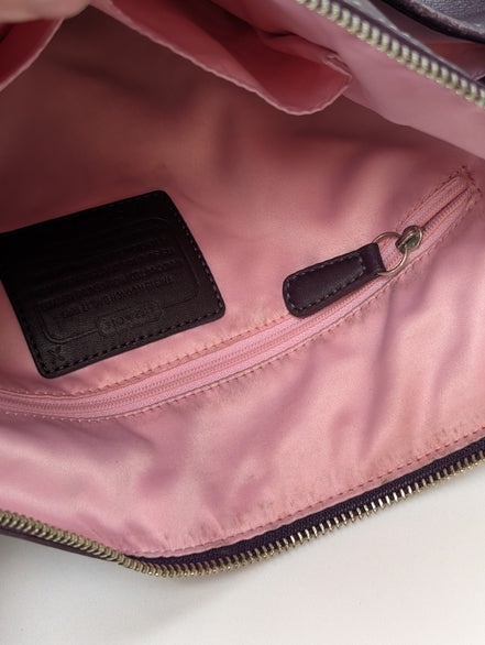 Sac Coach cuir bordeaux rouge vin bandoulière 36 cm très bon état