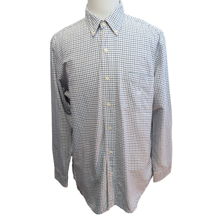 Chemise Chaps bleu blanc petits carreaux 100% coton logo brodé L