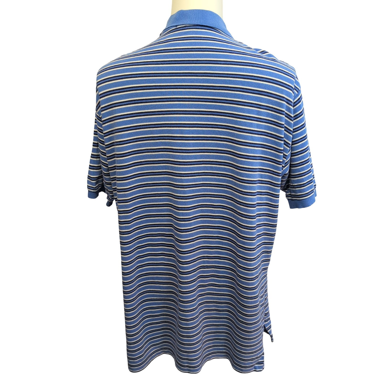 Polo Ralph Lauren Homme XL Bleu Rayures Fines Logo Orange Polo Manches Courtes