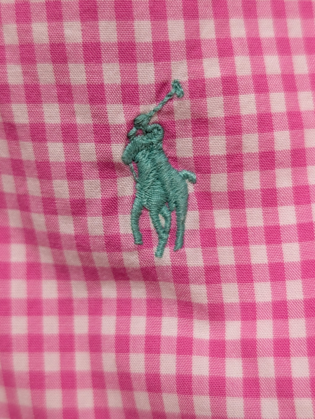 Chemise Polo Ralph Lauren Shirt M L Classic Fit Vichy Rose Stretch Button Down