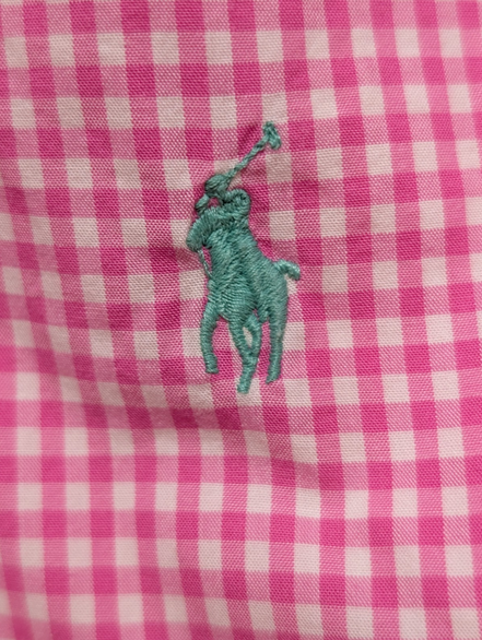 Chemise Polo Ralph Lauren Shirt M L Classic Fit Vichy Rose Stretch Button Down