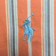 Chemise Polo Ralph Lauren L Custom Fit Rayures Orange Gris Button Down Shirt