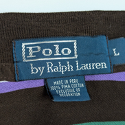 Polo manches courtes Polo Ralph Lauren L marron rayures vert mauve logo bleu