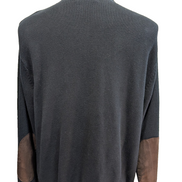 Pull Chaps Noir Pur Coton Col Boutonné & Coudières Vintage - Taille L