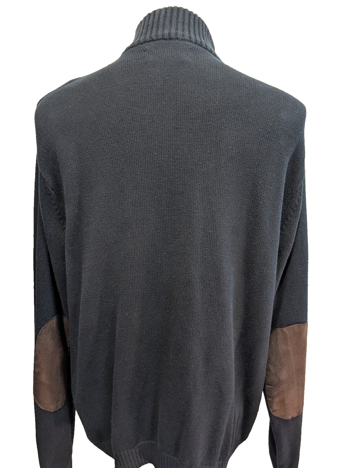 Pull Chaps Noir Pur Coton Col Boutonné & Coudières Vintage - Taille L