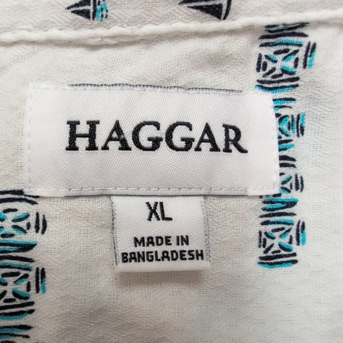 Chemise Hawaïenne Haggar XL Palmier Bateau Turquoise 100% Coton manches courtes